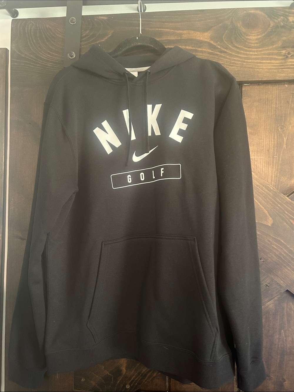 NWOT Nike Black Golf Pullover Hoodie with White Logo